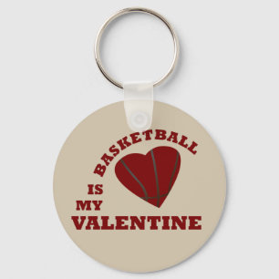 Basketbal is mijn valentijn met rode hartbal sleutelhanger