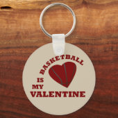 Basketbal is mijn valentijn met rode hartbal sleutelhanger (Voorkant)
