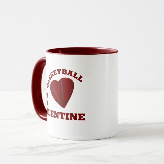 Basketbal is mijn valentijn met rood hart mok (Voorkant links)
