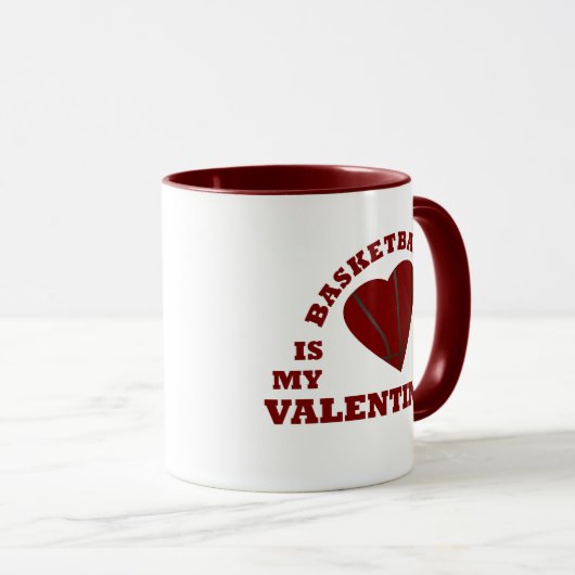 Basketbal is mijn valentijn met rood hart mok (Voorkant rechts)