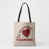 Basketbal is mijn valentijn met rood hart tote bag (Voorkant)