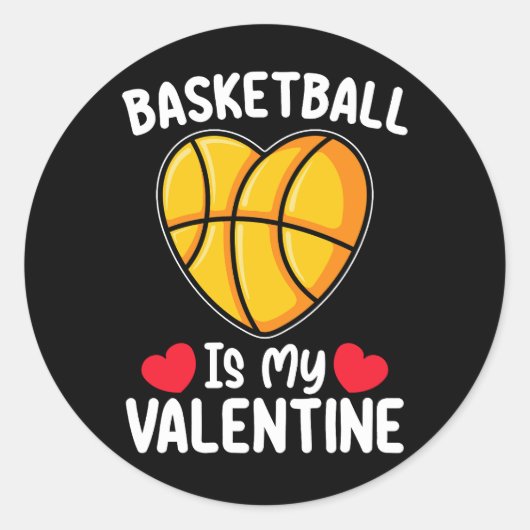 Basketbal is mijn Valentijnsdag sport Ronde Sticker (Voorkant)