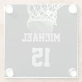 Basketbal Je Naam Glazen Onderzetter (Achterkant)