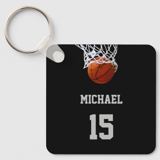 Basketbal Je Naam Sleutelhanger (Voorkant)