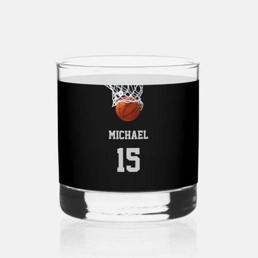 Basketbal Je Naam Whisky Glas (Achterkant)