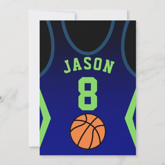 Basketbal Jersey Verjaardag Uitnodiging (Achterkant)