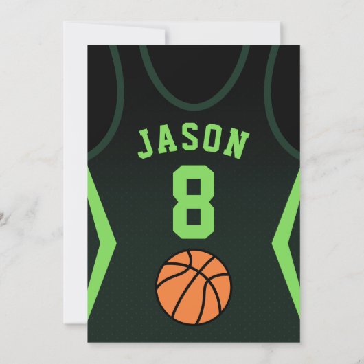 Basketbal Jersey Verjaardag Uitnodiging (Achterkant)