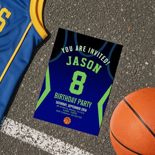 Basketbal Jersey Verjaardag Uitnodiging