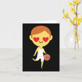 Basketbal Jongen Emoji  Kaart (Gele Bloem)