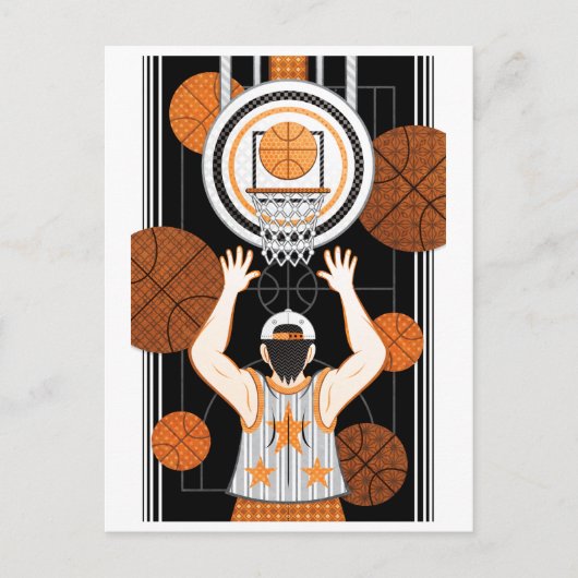 Basketbal jongen (remake) briefkaart (Voorkant)
