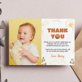 Basketbal Jongen Verjaardag Foto Bedankkaart