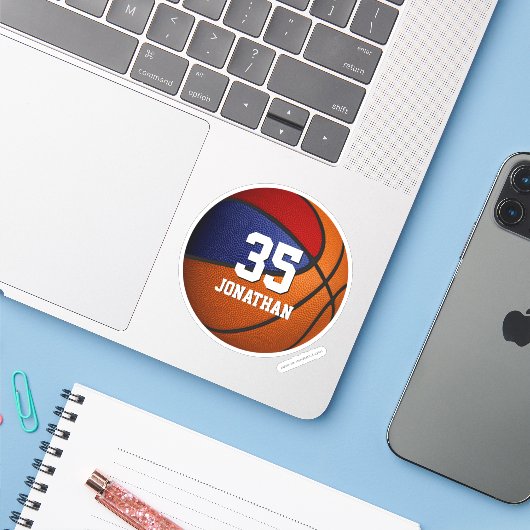 basketbal jongens sticker (Laptop met iPhone)