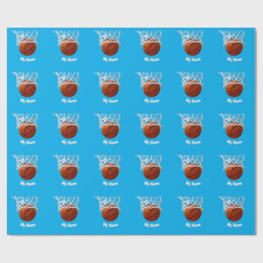 Basketbal Jouw Naam Aangepast Cadeaupapier (Vlak)