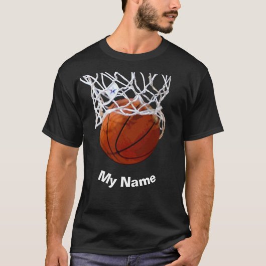 Basketbal Jouw Naam Aangepast T-shirt (Voorkant)