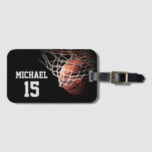 Basketbal Jouw Naam Bagagelabel