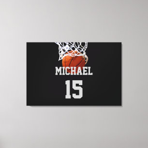 Basketbal Jouw Naam Canvas Afdruk