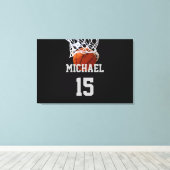 Basketbal Jouw Naam Canvas Afdruk (Insitu (Houten vloer))