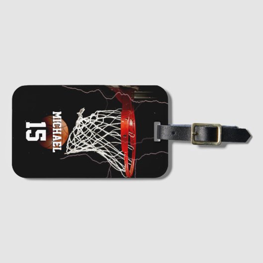 Basketbal Jouw naam en nummer toevoegen Bagagelabel (Voorkant (horizontaal))
