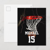 Basketbal Jouw naam en nummer toevoegen Feestdagenkaart (Voorkant / Achterkant)