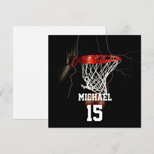 Basketbal Jouw naam en nummer toevoegen Feestdagenkaart (Voorkant / Achterkant)