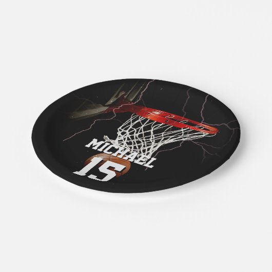 Basketbal Jouw naam en nummer toevoegen Papieren Bordje (Gekanteld)