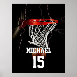 Basketbal Jouw naam en nummer toevoegen Poster