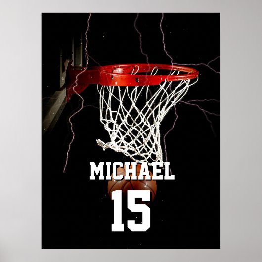 Basketbal Jouw naam en nummer toevoegen Poster (Voorkant)