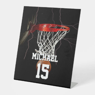Basketbal Jouw naam en nummer toevoegen Reclamebord Met Voetstuk