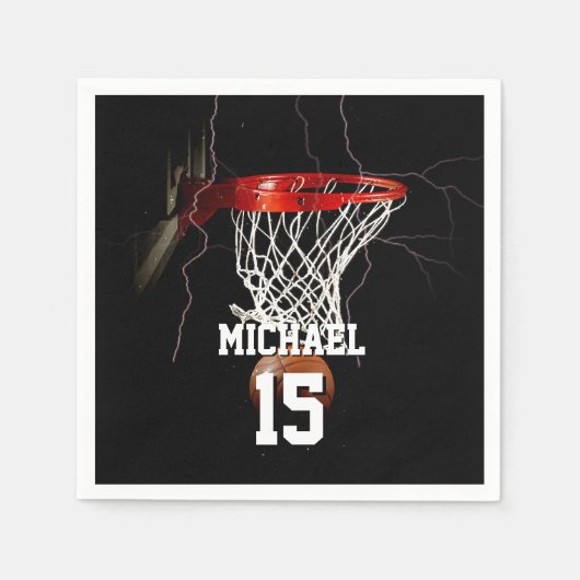 Basketbal Jouw naam en nummer toevoegen Servet (Voorkant)