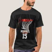 Basketbal Jouw naam en nummer toevoegen T-shirt (Voorkant)