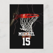 Basketbal Jouw naam en nummer toevoegen Uitnodiging Briefkaart (Voorkant)