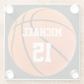 Basketbal Jouw Naam Glazen Onderzetter (Achterkant)