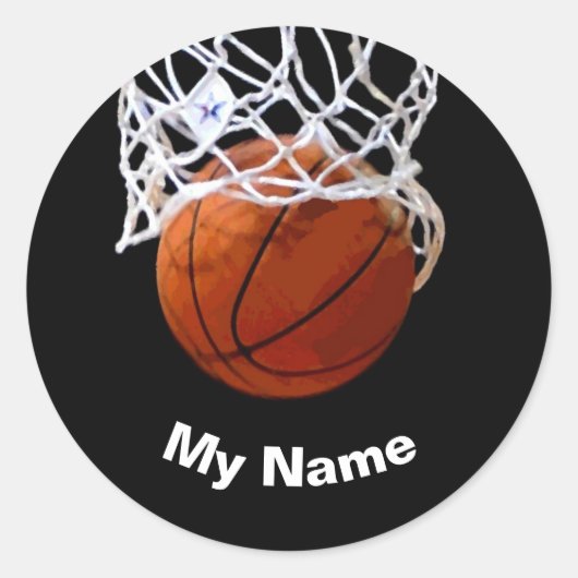 Basketbal Jouw Naam Maatwerk Ronde Sticker (Voorkant)