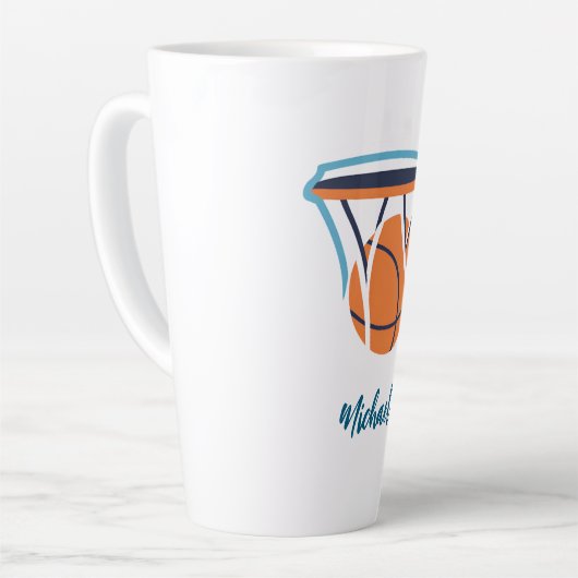 Basketbal Jouw naam Persoonlijk Latte Mok (Linkerhoek)