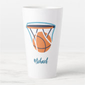 Basketbal Jouw naam Persoonlijk Latte Mok (Voorkant)