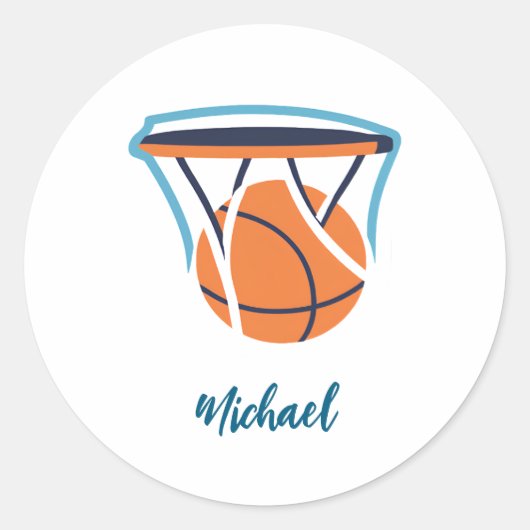 Basketbal Jouw naam Persoonlijk Ronde Sticker (Voorkant)