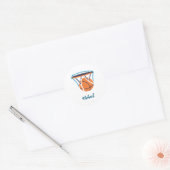 Basketbal Jouw naam Persoonlijk Ronde Sticker (Envelop)