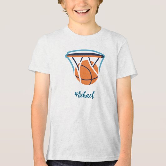 Basketbal Jouw naam Persoonlijk Tri-Blend Shirt (Voorkant)