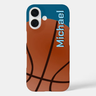 Basketbal Jouw naam Persoonlijke informatie iPhone 16 Hoesje