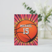 Basketbal Jouw naam Pop Art Briefkaart (Staand voorkant)