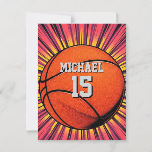 Basketbal Jouw naam Pop Art Briefkaart