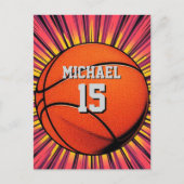 Basketbal Jouw naam Pop Art Briefkaart (Voorkant)