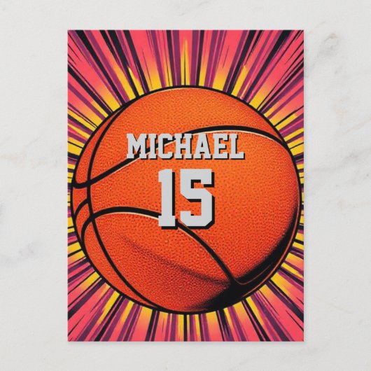 Basketbal Jouw naam Pop Art Briefkaart (Voorkant)