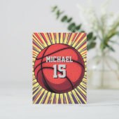 Basketbal Jouw naam Pop Art Briefkaart (Staand voorkant)