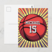 Basketbal Jouw naam Pop Art Briefkaart (Voorkant / Achterkant)