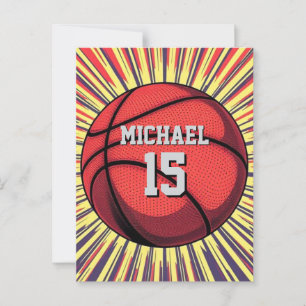 Basketbal Jouw naam Pop Art Briefkaart