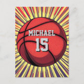 Basketbal Jouw naam Pop Art Briefkaart (Voorkant)