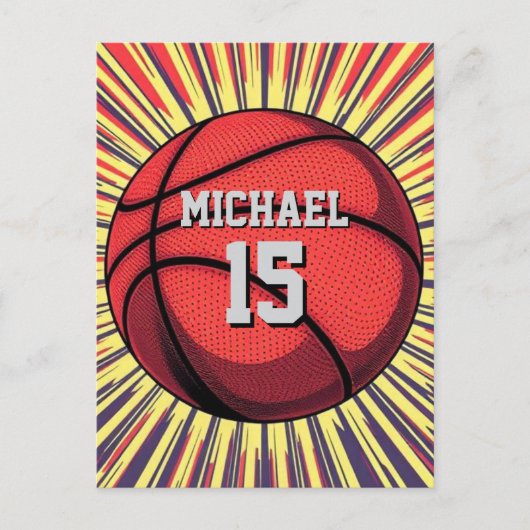 Basketbal Jouw naam Pop Art Briefkaart (Voorkant)