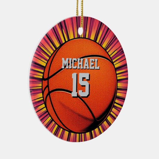 Basketbal Jouw naam Pop Art Keramisch Ornament (Rechts)