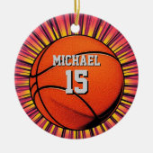 Basketbal Jouw naam Pop Art Keramisch Ornament (Voorkant)